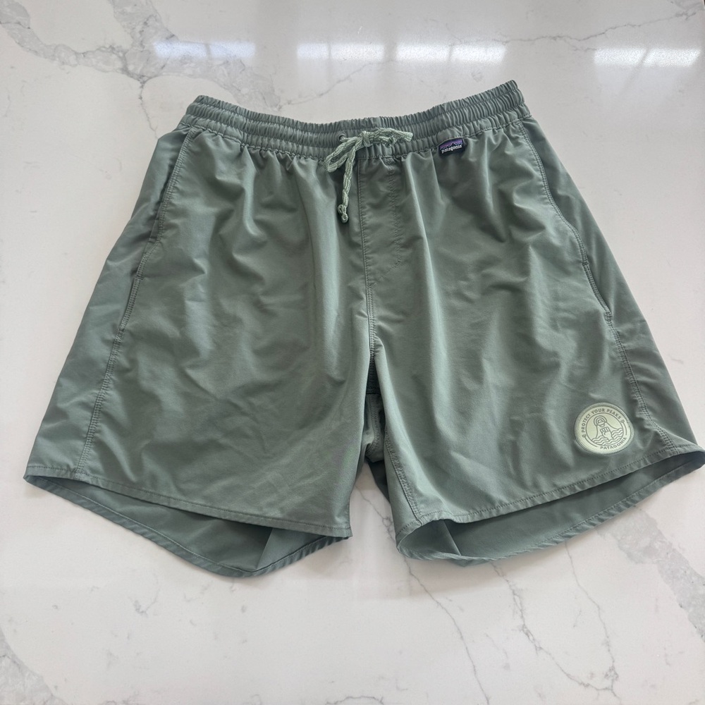 Patagonia Men’s Green Stretch Volley Shorts - Picture 2 of 2